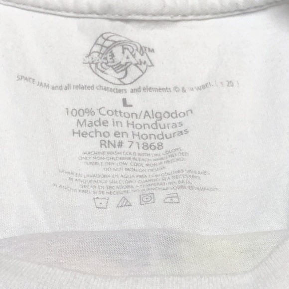 Space Jam Looney Tunes Sz L White Graphic T-Shirt Bugs Monstars Tune Squad Taz - Picture 6 of 8